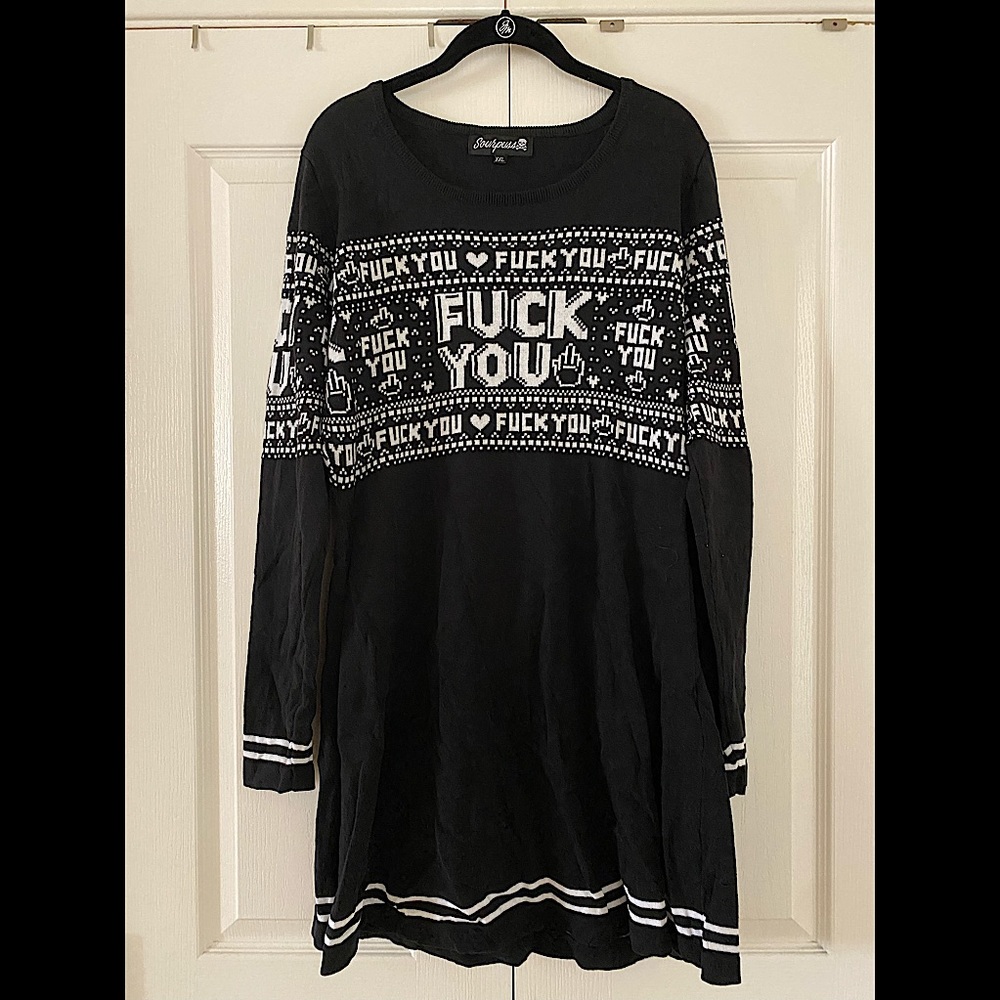 Sourpuss F You Skull Sweater Dress